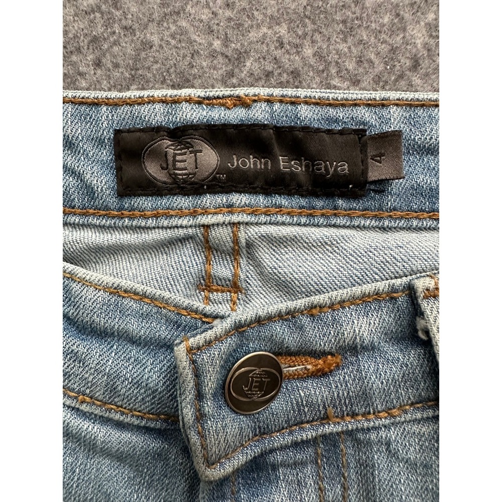 JET John Eshaya Jeans Women 4 Made In USA Blue Distressed Low Rise Grunge Y2K - Picture 9 of 11